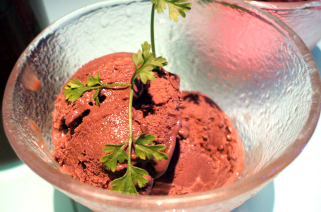 赤ブドウのジェラートとチョコレートのアイスクリーム