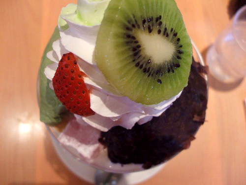 抹茶パフェを上から